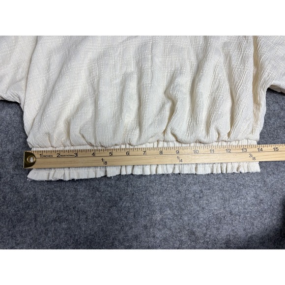 Free People Tovah Crop Top M Cream Scoop Neck Short Sleeve Boho Festival - Picture 11 of 13